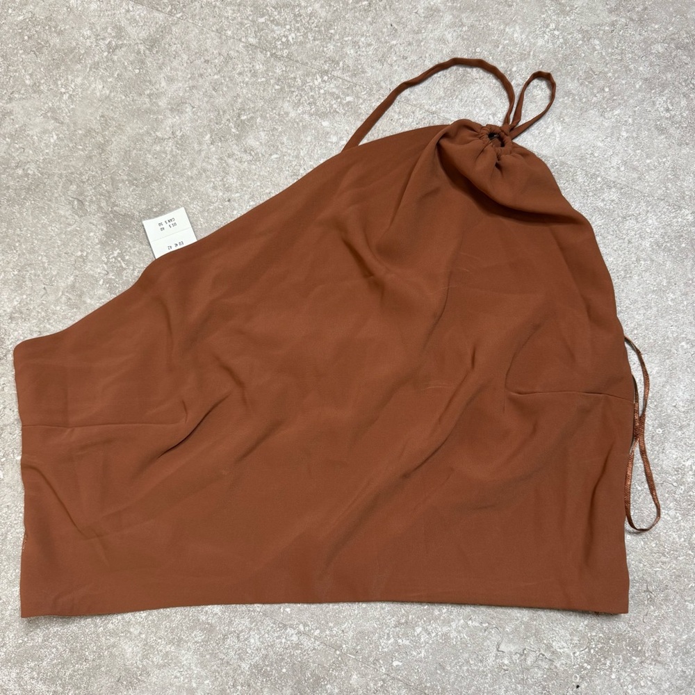 New Abercrombie Brown One Shoulder Going Out Top Key Hole Shoulder top XL